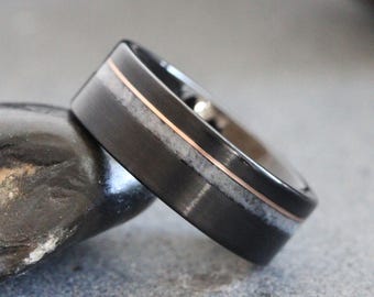 Rose Gold Accent Your Wedding Dress Inlay Ring, Fabric Ring, Clothing Tungsten Carbide