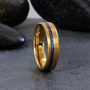 Alexandrite Crushed Wedding Ring Gold Brushed Tungsten Ring Wedding Mens Ring Custom Order Blue Purple Band Changing Color