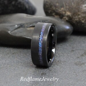 Brushed Alexandrite Crushed Wedding Ring Black Changing Color Black Tungsten Wedding Mens Ring Custom Order 6mm 8mm Band