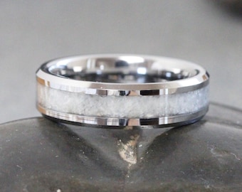 Beveled Wedding Dress fabric Inlay wedding Ring, men tungsten wedding dress band