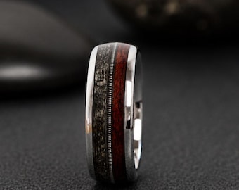 Mahogany wood Maple wood Inlay guitar string tungsten ring