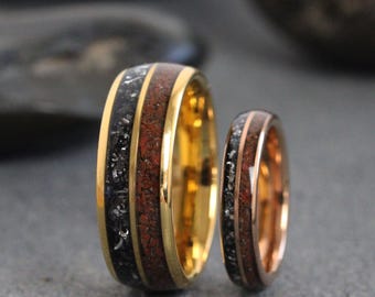 Custom Meteorite Dinosaur Bone Tungsten Carbide Ring