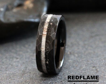Meteorite deer antler Wedding Ring Tungsten ring