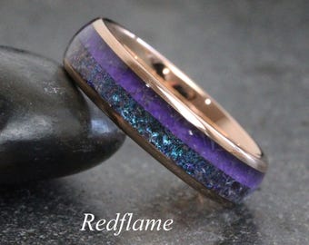 Rose Gold Alexandrite Crushed Amethyst Wedding Ring Silver Gray Rose Black Yellow Gold Tungsten Carbide Wedding Men women Ring