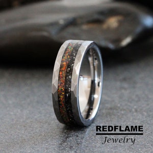 Meteorite tiger eye Wedding Ring Tungsten ring