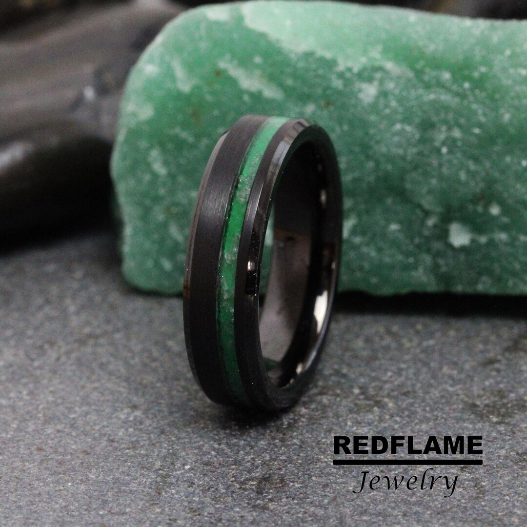 Green Quartz Wedding Ring Crushed Wedding Ring Natural Beveled