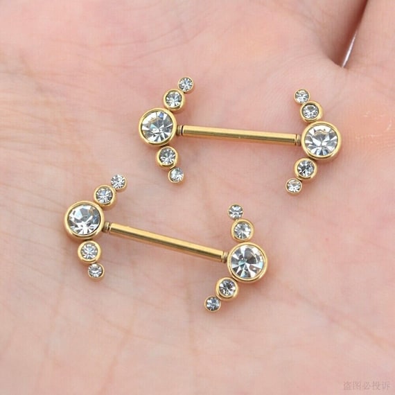 2PCS 14K Gold Nipple Rings/14g Nipple Jewelry/nipple Barbell