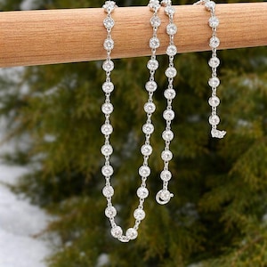 925 Silver Lab-skapat diamanthalsband i 18K vitt guld över 20" halsband