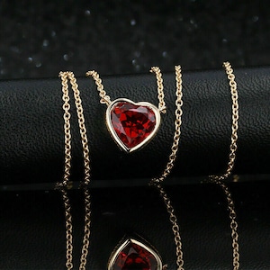 2.10 Ct Heart Cut Red Garnet Pretty Valentine Day Gift Women's Pendant 14k Yellow Gold Finish