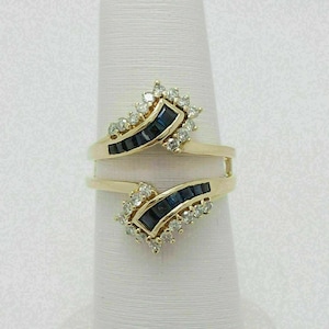 2Ct Princess Cut Simulated Sapphire Enhancer Wedding Ring 14K Yellow Gold Over