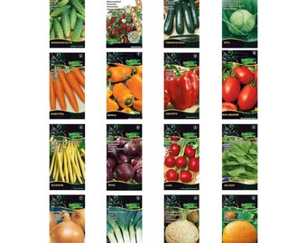 Colección completa de semillas de hortalizas - 16 variedades no transgénicas para jardines diversos - Semillas de alta germinación