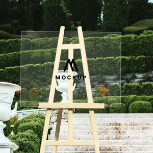 Acrylic Landscape Wedding Welcome Easel Sign Mockup, Invitation Mockup, Seating Chart Mockup, Bridal Shower Sign Mockup, Acrylic Easel Sign