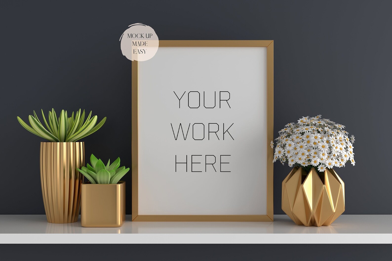 Vertical Gold Frame Mockup Wall Art Mockup Minimalist Frame Etsy