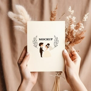 Maqueta de tarjeta en manos, maqueta Boho, maqueta de tarjeta de felicitación, maqueta de invitación, maqueta de boda, invitación de maqueta de tarjeta 5x7, maqueta de tarjeta de cumpleaños