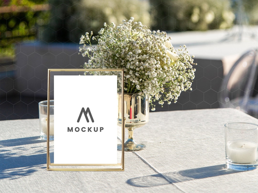 5x7 Gold Frame Mockup, Acrylic Wedding Table Number Mockup, Frame Mockup, Sign Mockup, Wedding