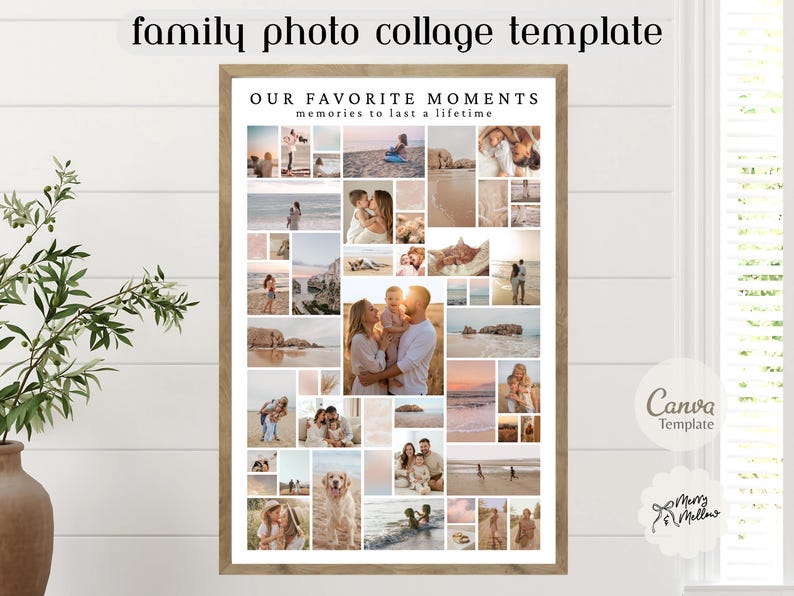 50 Photo Family Collage Wall Art | Editable Canva Template | Gift for ...