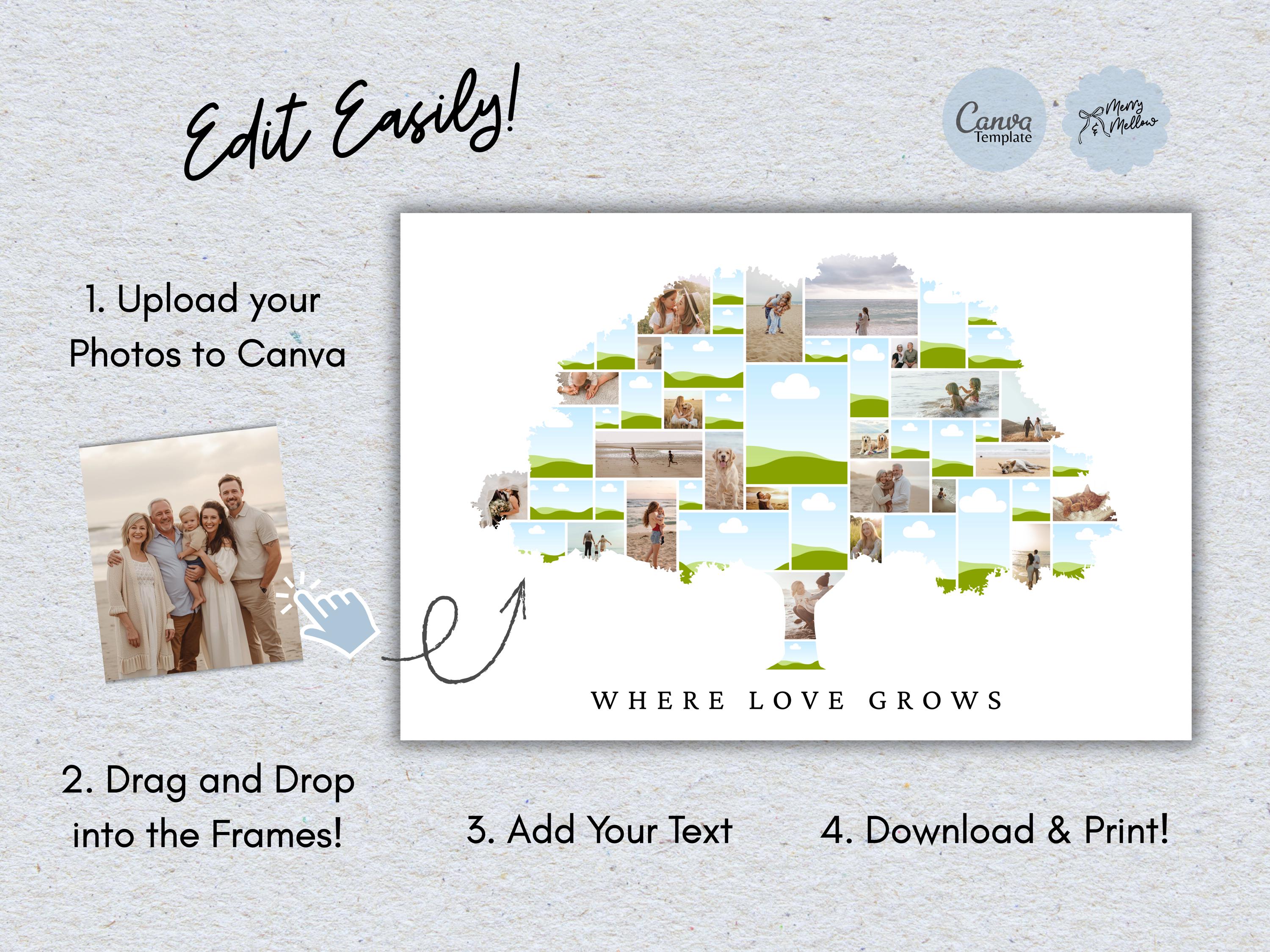 Family Tree Photo Collage Template | Editable Canva Design | Custom ...