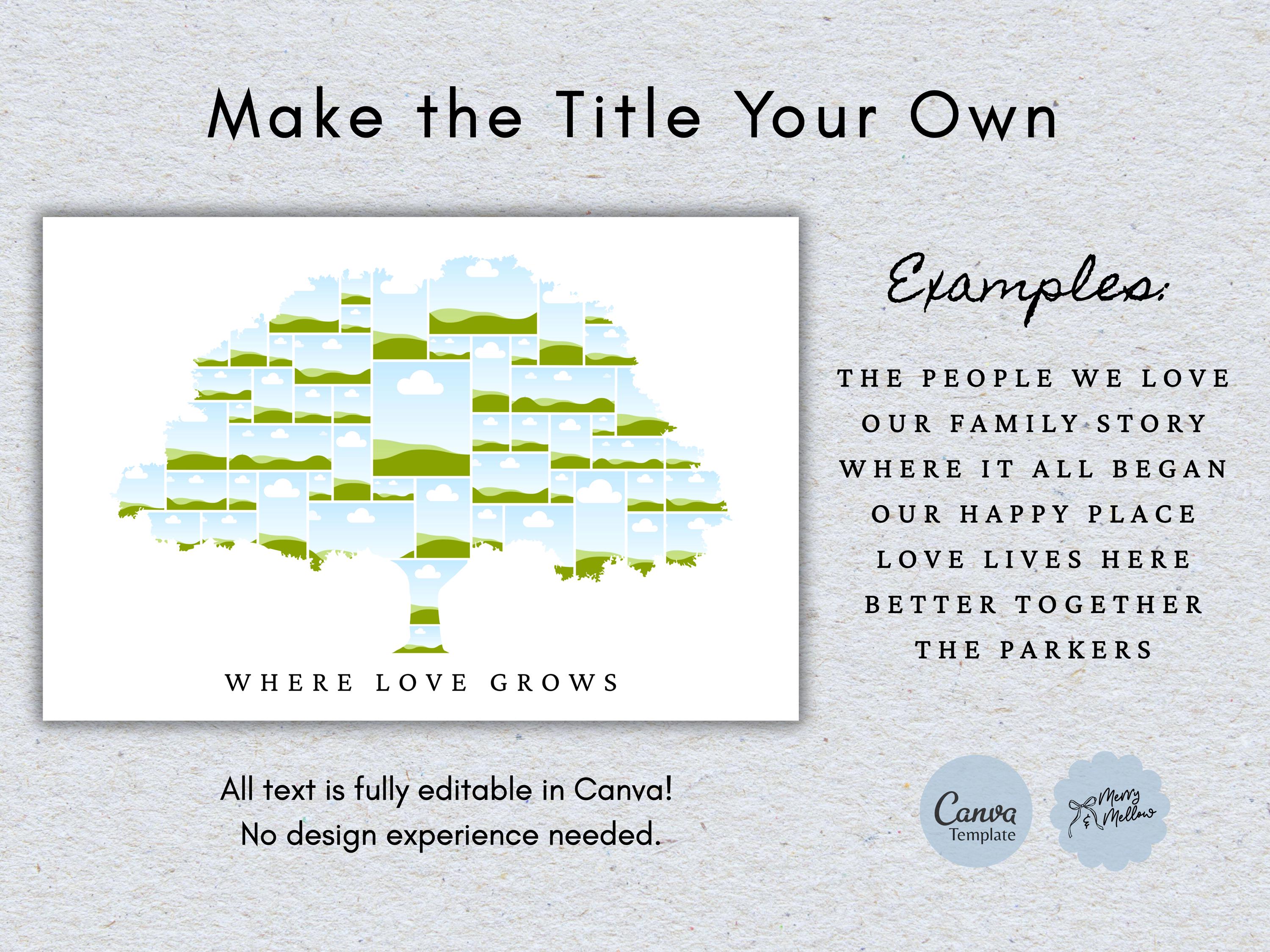Family Tree Photo Collage Template | Editable Canva Design | Custom ...