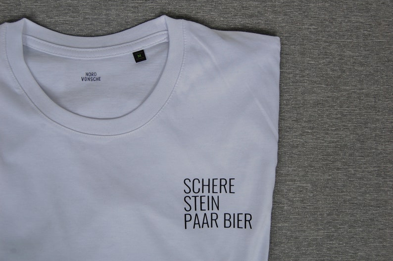 T-Shirt Herren Schere Stein paar Bier Bio Baumwolle T-Shirt Statement T-Shirt mit Spruch Geschenk Mann, Bier, Wochenende image 3