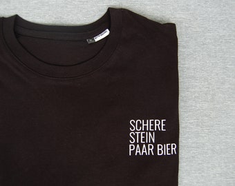 T-Shirt Herren - Schere Stein paar Bier *Bio Baumwolle* | T-Shirt Statement | T-Shirt mit Spruch | Geschenk Mann, Bier, Wochenende