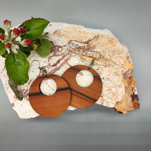 Ohrring, unbehandeltes Holz, für Sie, Modern, Geschenk, Elegant, Geometrisch, mit Optionen, Muttertag, natürlich, Schmuck