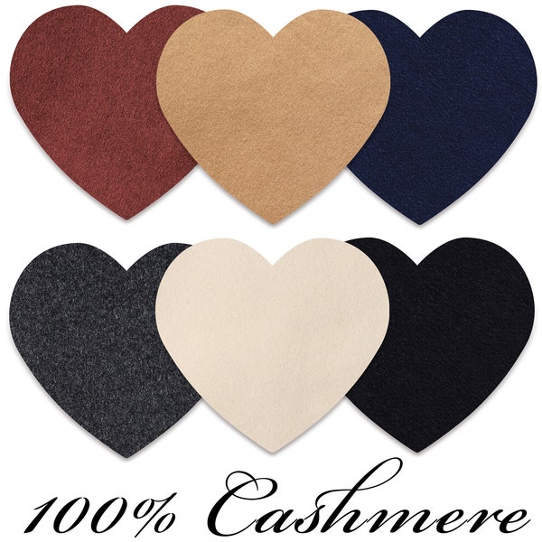 Patchs de coude 100% Cachemire / Grande taille / Paire de patchs de coude / Patchs coeurs / Patch pour réparation des dommages aux trous de pull / 4 tailles / À coudre