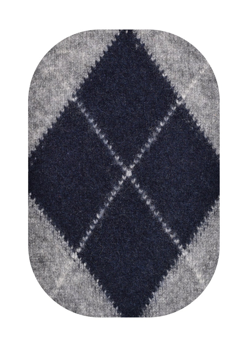 Patchs de pull 100% Cachemire / Patchs Argyle / Patchs tricotés / Paire de patchs de coude pour pull / Patchs de coude cousus / Cachemire pur Dark Blue Gray