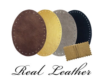 Oval Real Leather Elbow Patches / Pair of Patches / Genuine Leather Patches / Pre-punched / Sweater Patches / 3 size / Pair Patches / LO1