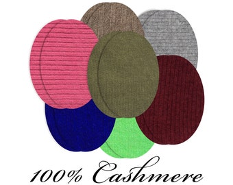 Patchs pour pull 100 % cachemire / Coudières ovales pour pull / Paire de coudières / Coudières pour pull / Cachemire pur / Patchs en tricot