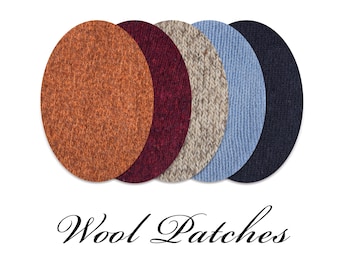 Wool Oval Elbow Patches / Pair of Wool Elbow Patches / Jumper Patches / Knit Patches / Patch for Sweater Hole Damage Repair / Sew-on