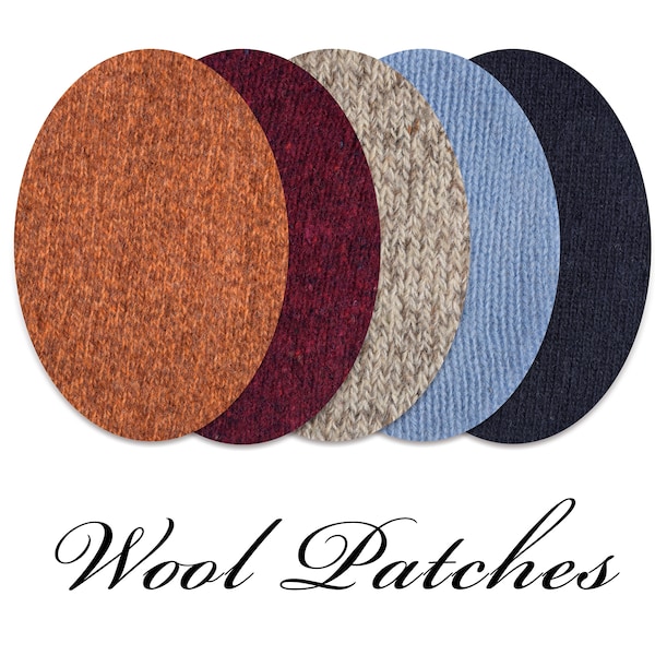 Wool Oval Elbow Patches / Pair of Wool Elbow Patches / Jumper Patches / Knit Patches / Patch for Sweater Hole Damage Repair / Sew-on