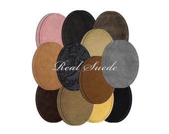 Pair of Real Suede - Genuine Leather Elbow Patches - Pre-Punched - Sweater Repair