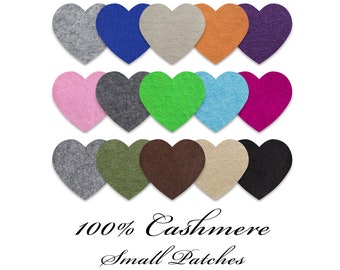 100% Cashmere Patches / Small Hearts Patches Sweater / Patches Brooch / Applique Knit Patches / Hole Sew Repair / Mend Sweater / Sew On DIY