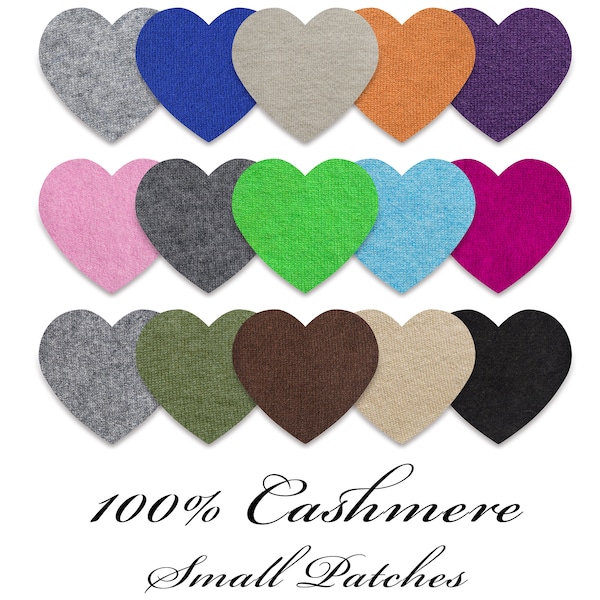 100 % cachemire / Petits patchs coeurs pour pull / Patchs broche / Appliqués de patchs en tricot / Réparation de coutures / Raccommodage de pull / Coudre à faire soi-même
