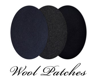 Wool Oval Elbow Patches / Pair of Wool Elbow Patches / Sweater Patches / Jumper Patches / 4 sizes / Sew-on