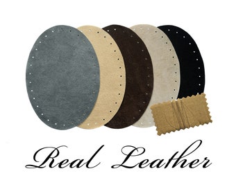 Oval Real Leather Elbow Patches / Pair of Patches / Genuine Leather Patches / Pre-punched / Sweater Patches / Knee Patches / LO2