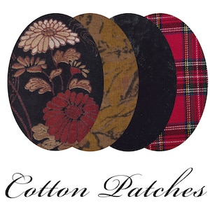 Sew-on Elbow Patches: Cotton, Velvet & Floral Oval Patches (Pair)