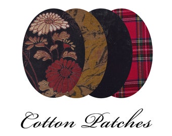 Pair of Cotton Elbow Patches / Velvet Elbow Patches / Floral Elbow Patches / Oval Patches / Sew-on