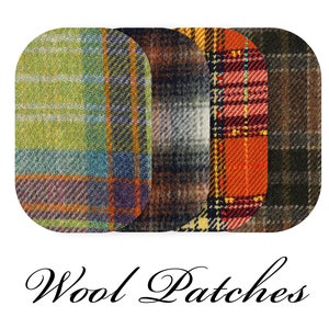 Wool Elbow Patches Red Tartan / Pair of Wool Elbow Patches / Checked Jumper Patches / Wool Royal Stewart Tartan Sweater Patches / Sew-on