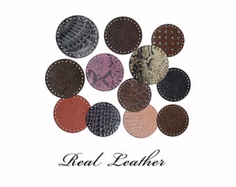 Circles Sweater Patches / Real Leather Patches / Sweater Applique / Print Genuine Leather Patches / Pre-Punched / Sweater Patches with Holes