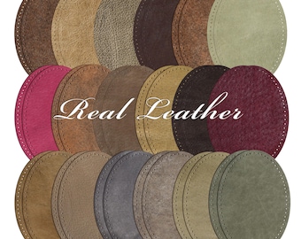 Real Leather Elbow Patches: Pre-Punched Sweater Repair - Brown - Pair