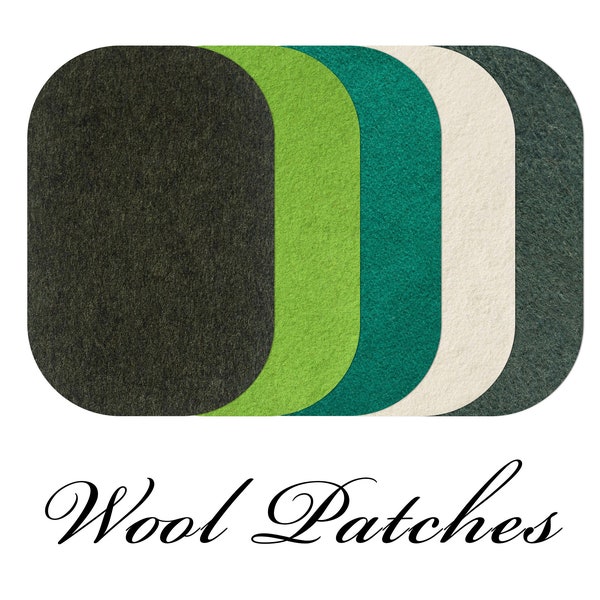 Pair of Wool Elbow Patches / Elbow Patches for Sweater / Sweater Patches / Jumper Patches / 3 sizes / Green / Sew-on