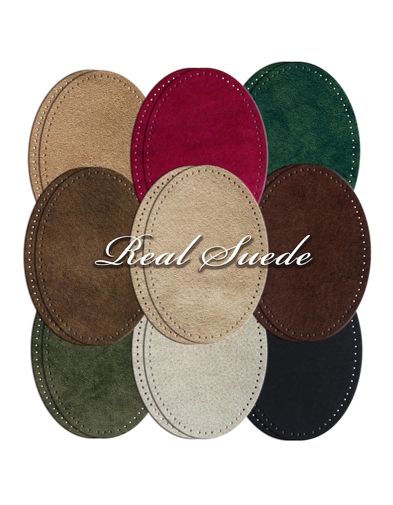 Real Suede Leather Elbow Patches: Pre-Punched Sweater Repair (Pair)
