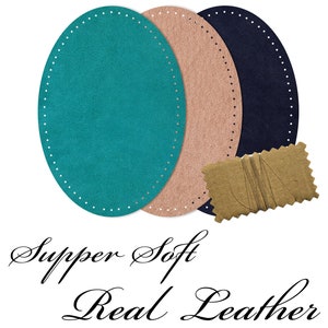 Supper Soft Real Leather / Pair of Elbow Patches / Sweater Patches / Very thin leather Patches / Pre-punched / Jacket Patches