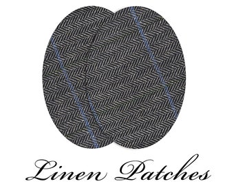 Patchs ovales en lin / Patchs de coude pour pull / Paire de patchs de coude / Patchs de pull / Patchs de pull / Chevrons gris / Coudre