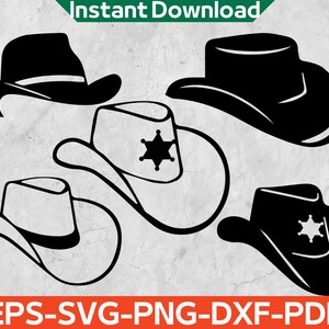 Cowboy Hat Svg Bundle, Cowgirl Hat Svg for Cricut Files, Western Svg, Rodeo Svg, Instant Download Eps,Svg,Png,Dxf,Pdf
