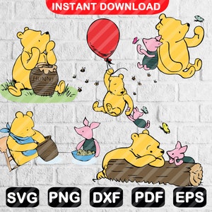 Winnie the Pooh Bundle SVG PNG, Classic Pooh Svg, Pooh Clipart, Svg Files for Cricut, Vinyl, Iron on Transfer, Tshirt, Sticker Design F0049