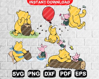 Winnie the Pooh Bundle SVG PNG, Classic Pooh Svg, Pooh Clipart, Svg Files for Cricut, Vinyl, Iron on Transfer, Tshirt, Sticker Design F0049