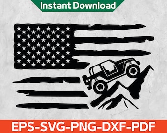 Distressed American Flag Offroad Svg, 4x4 Svg, Mountain Svg, Outdoor Svg for Cricut Files, Instant Download Eps,Svg,Png,Dxf,Pdf