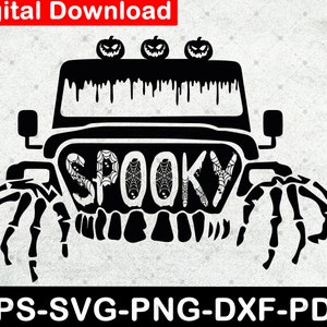Spooky Offroad Svg, Halloween 4x4 Svg for Cricut Files, Pumpkin Offroad Svg, Vinyl, Iron on Transfer, Tshirt, Sticker Design